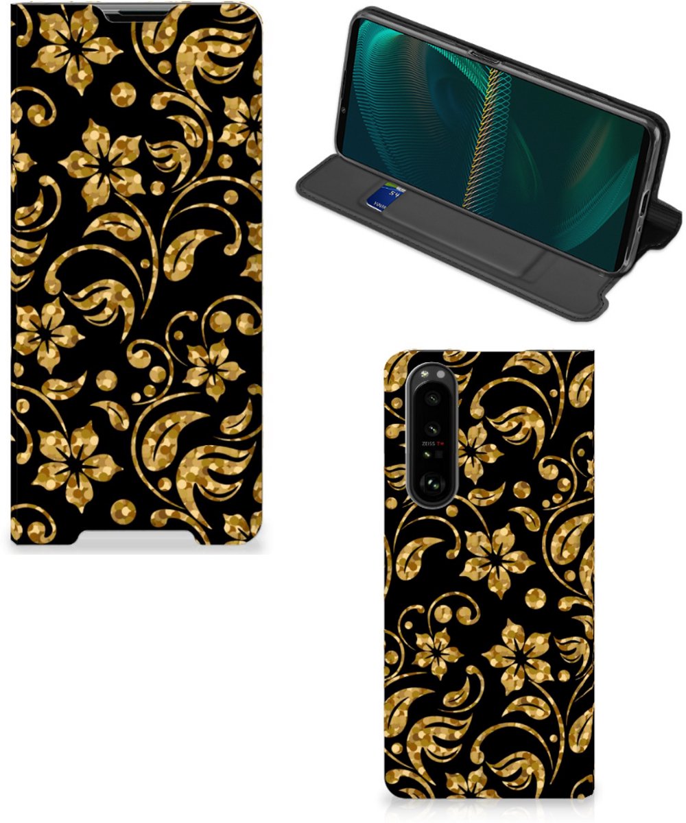 Sony Xperia 5 III Smart Cover Gouden Bloemen