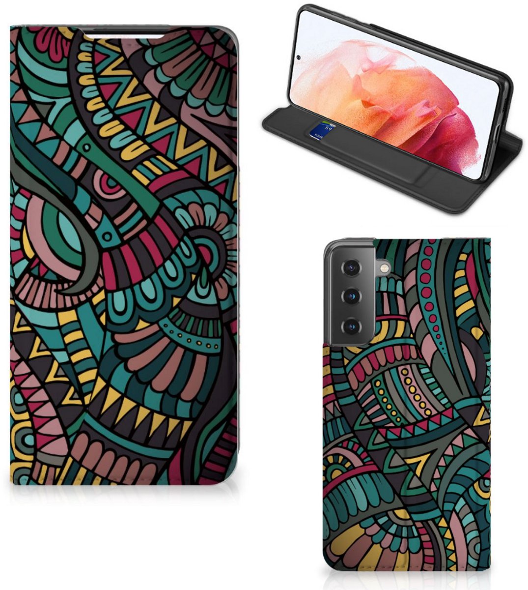 Samsung Galaxy S21 Hoesje met Magneet Aztec