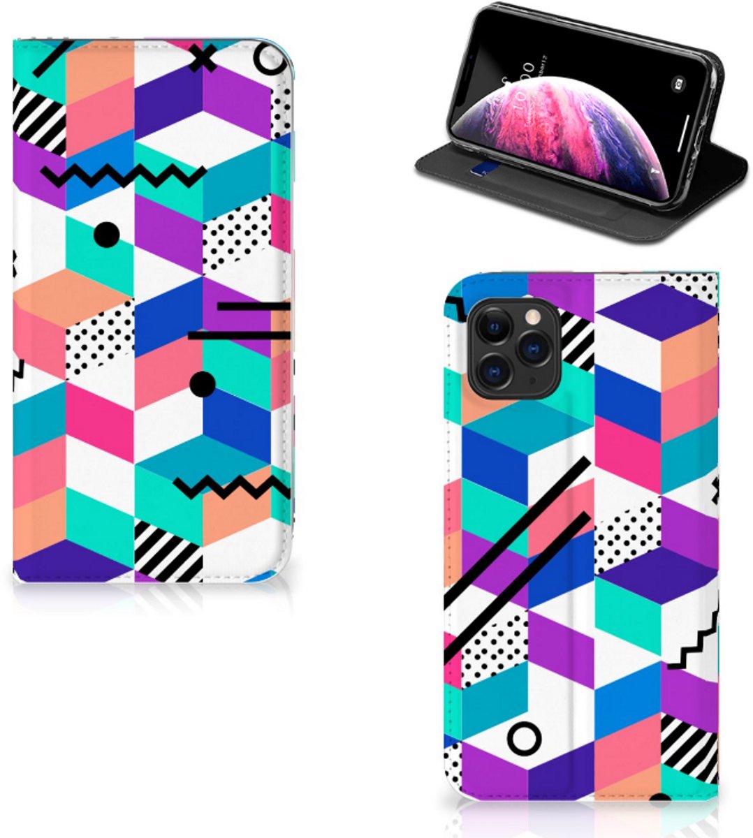 Apple iPhone 11 Pro Max Stand Case Blokken Kleurrijk