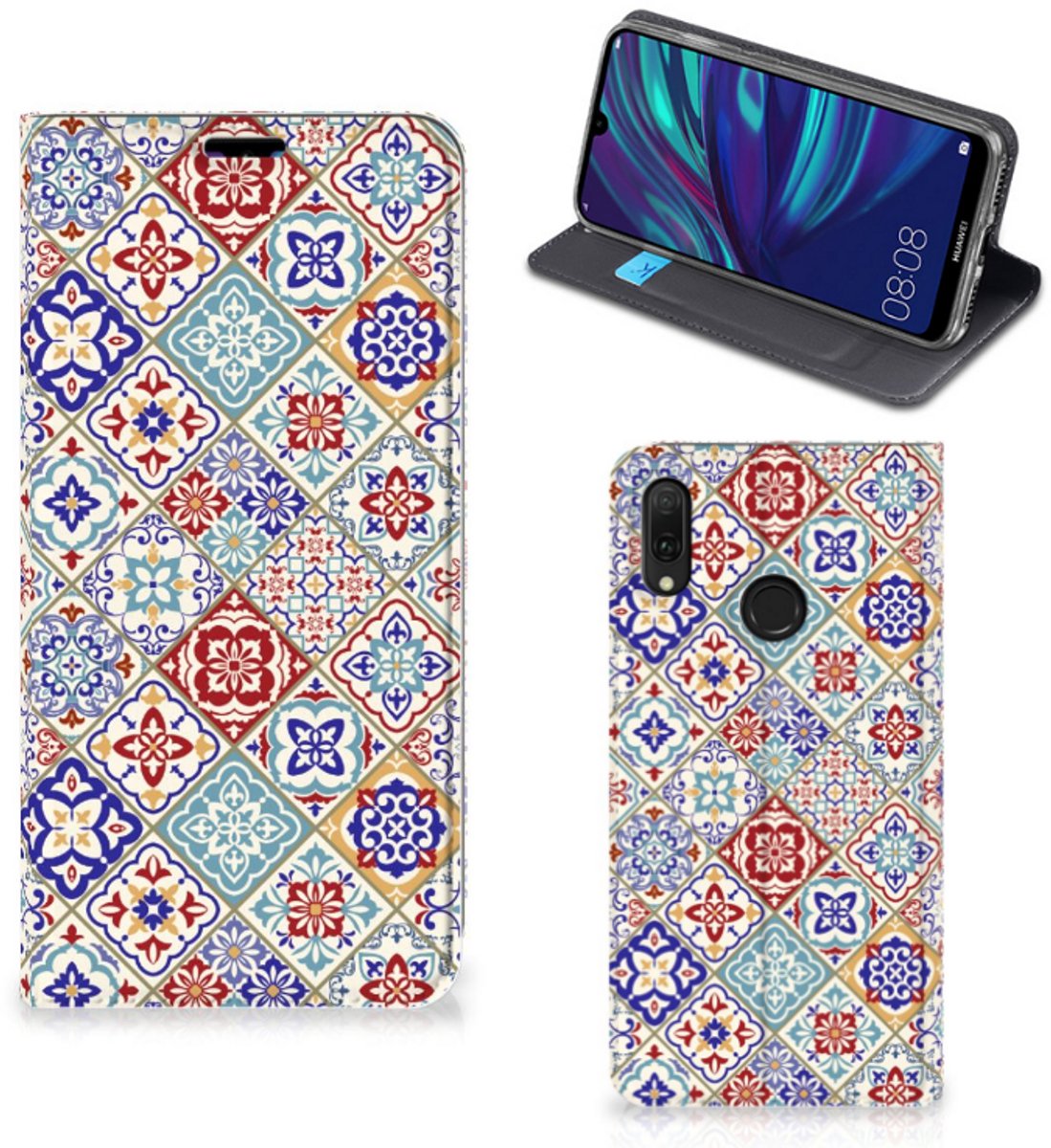 Huawei Y7 hoesje Y7 Pro (2019) Standcase Tiles Color