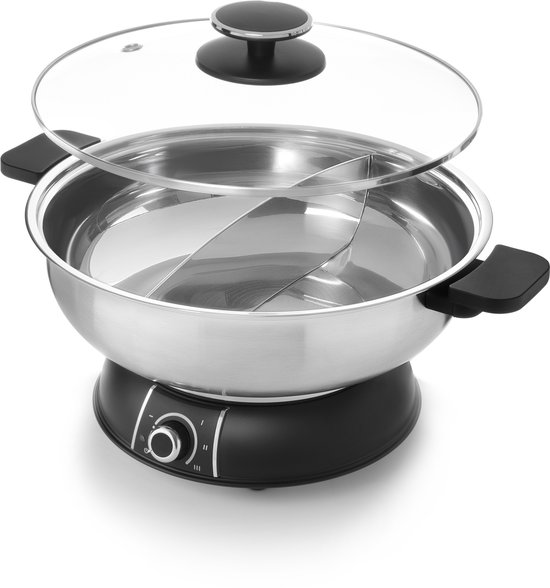 FRITEL Hot Pot Fonduepan - HP 2970 - Elektrische Fondue met Gescheiden Kom - Voor Vis, Vlees, Soep & Dessert - 1600W - Inox/Zwart — afbeelding 5