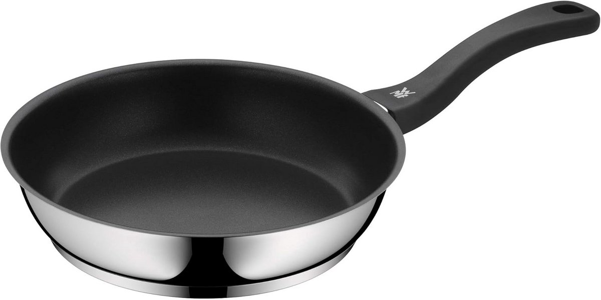 Koekenpan - Koekenpan met steel - Dagelijks koken - Gecoat roestvrij staal - 24 cm - Zilverkleurig