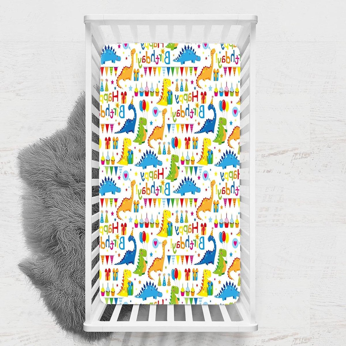 Baby Hoeslaken - Wieg Laken - Baby Slaapcomfort - Dinosaurusprint Cartoon - 65x95 cm - Verjaardag