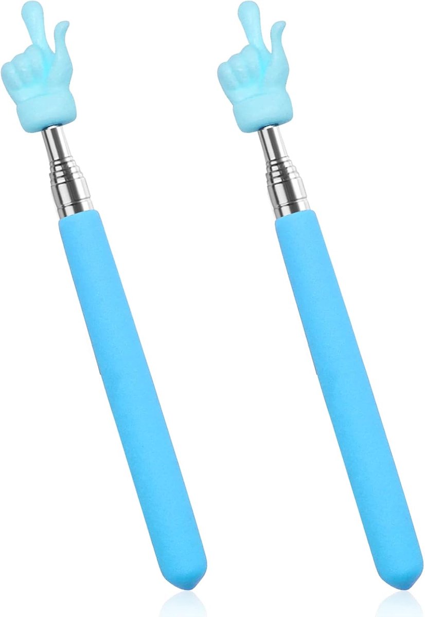 2-pack uitschuifbare aanwijsvinger voor leerkrachten – Mini-aanwijsstokjes voor klassikaal onderwijs – Uitschuifbare handaanwijzers – Benodigdheden voor leerkrachten in het basisonderwijs en de kleuterschool (Blauw)