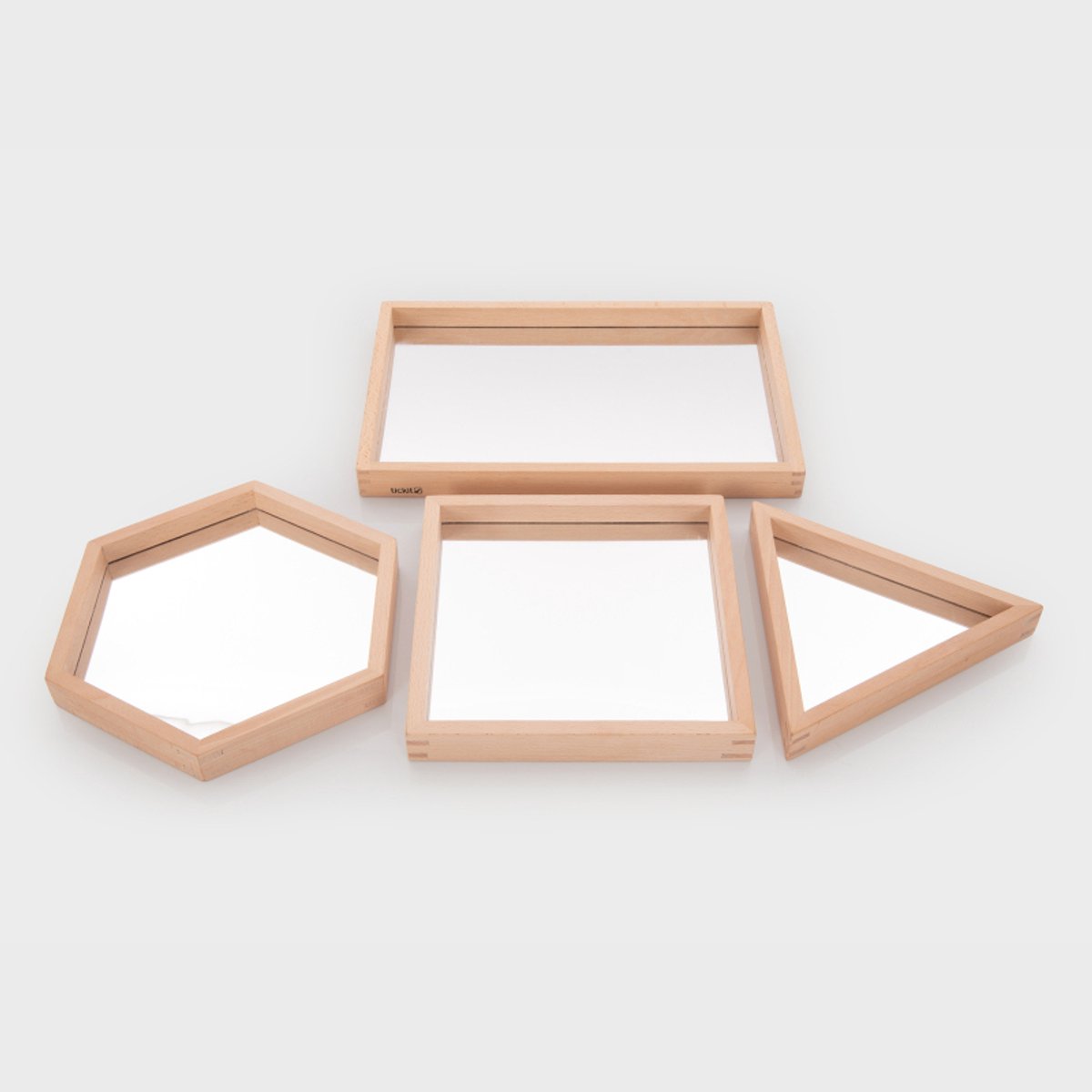 Houten Vormen Spiegeltrays - FSC 100% - 4 verschillende vormen - 0+
