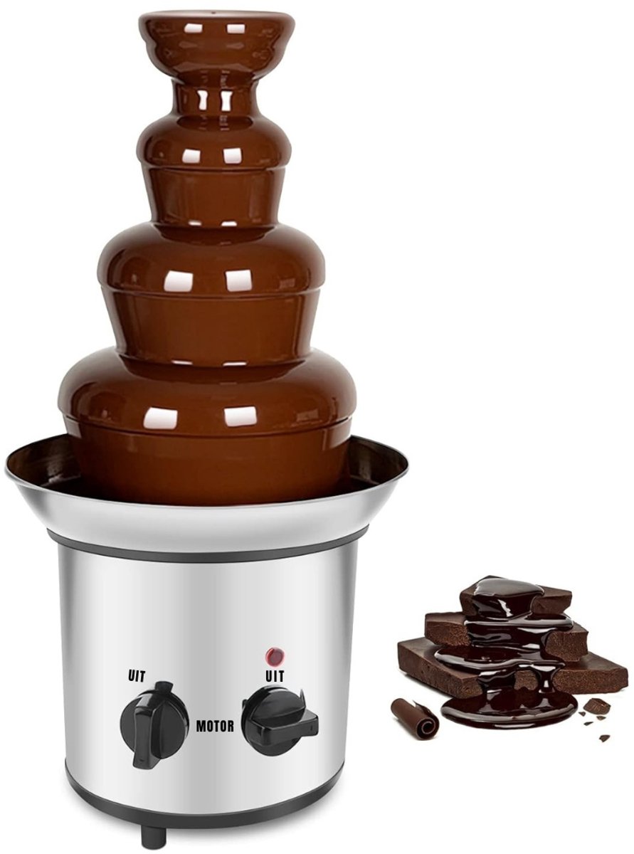 DD® Chocoladefontein - Chocoladefondue met 4 Levels - Chocolade Fontein - Zilver - 37cm x 22cm x 43cm
