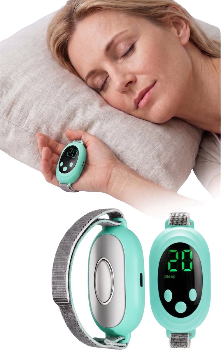 Goodli Slaaptrainer Handpalm PRO - Groen - Ademhalingstrainer - Slaaphulpmiddel voor Kinderen en Volwassenen - Beter Slapen - Ademhalingsoefeningen - 18 Standen - Neurorelax Apparaat - NerveRelax - Inclusief Oplaadkabel