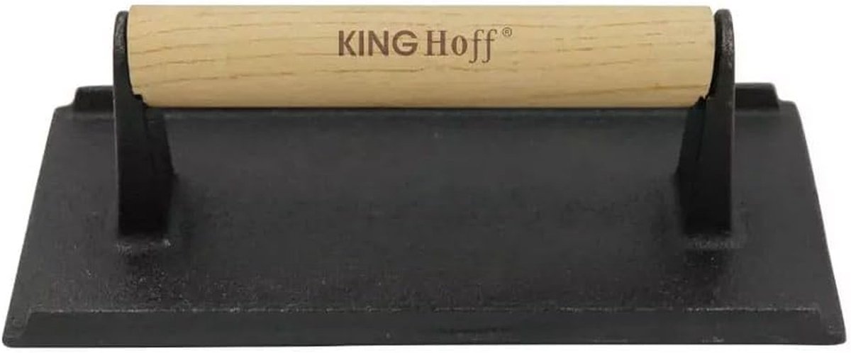 Gietijzeren Pers - Vleespers Hamburgerpers - Perfect Grillen - Gelijkmatige Warmte - 21 x 108 cm - Zwart