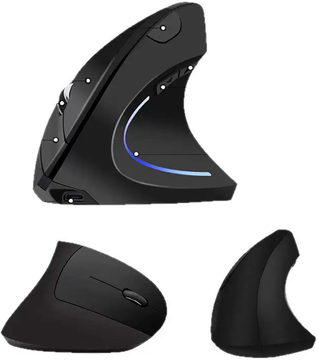 Draadloze Muis – Oplaadbaar – Ergonomisch – Zwart-Bluetooth versie-Gratis muismat cadeau-2.4G draadloos + Bluetooth dual-mode