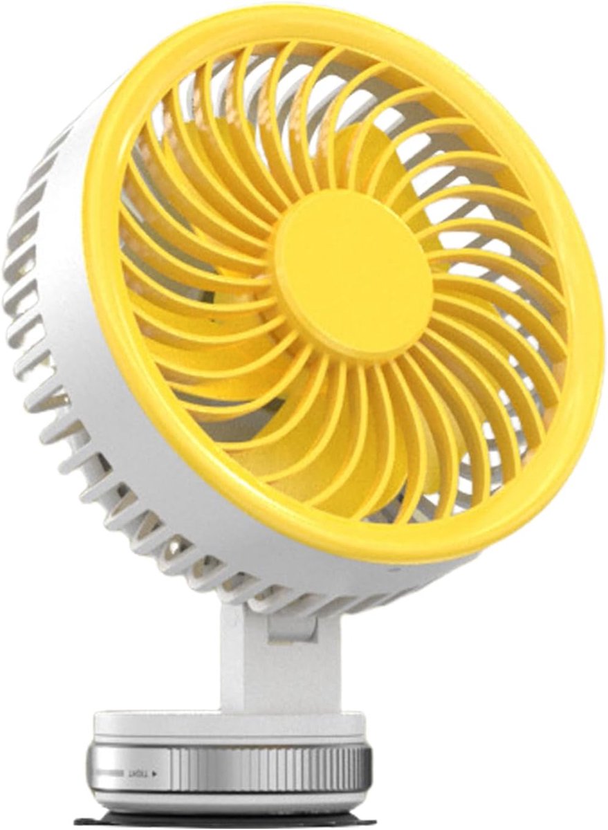Wandventilator - Luchtcirculator - Compacte koeling - Zuignapmontage - 6.5x6x6.5 cm - Geel