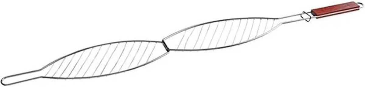Visgrillmand Roestvrijstaal - BBQ Mand - Buiten Grillen - Vergrendelbaar Net - 60 cm - Zilver