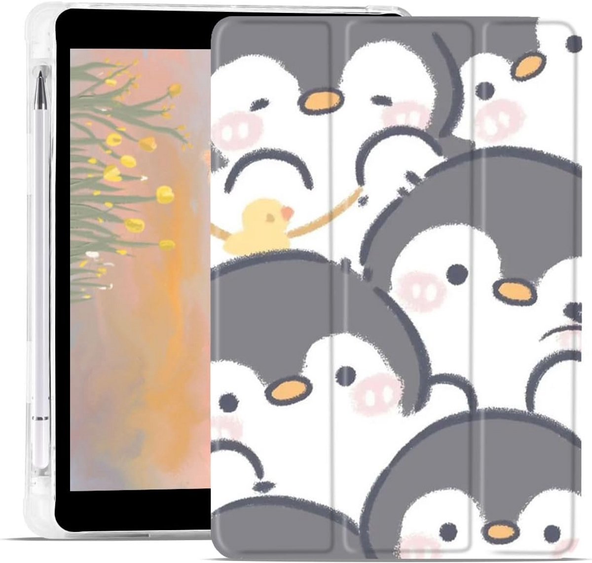 Schattige Pinguïn Hoes voor iPad 10.2 inch (9e/8e/7e Generatie) met Potloodhouder - Schokbestendig Slim Smart Cover