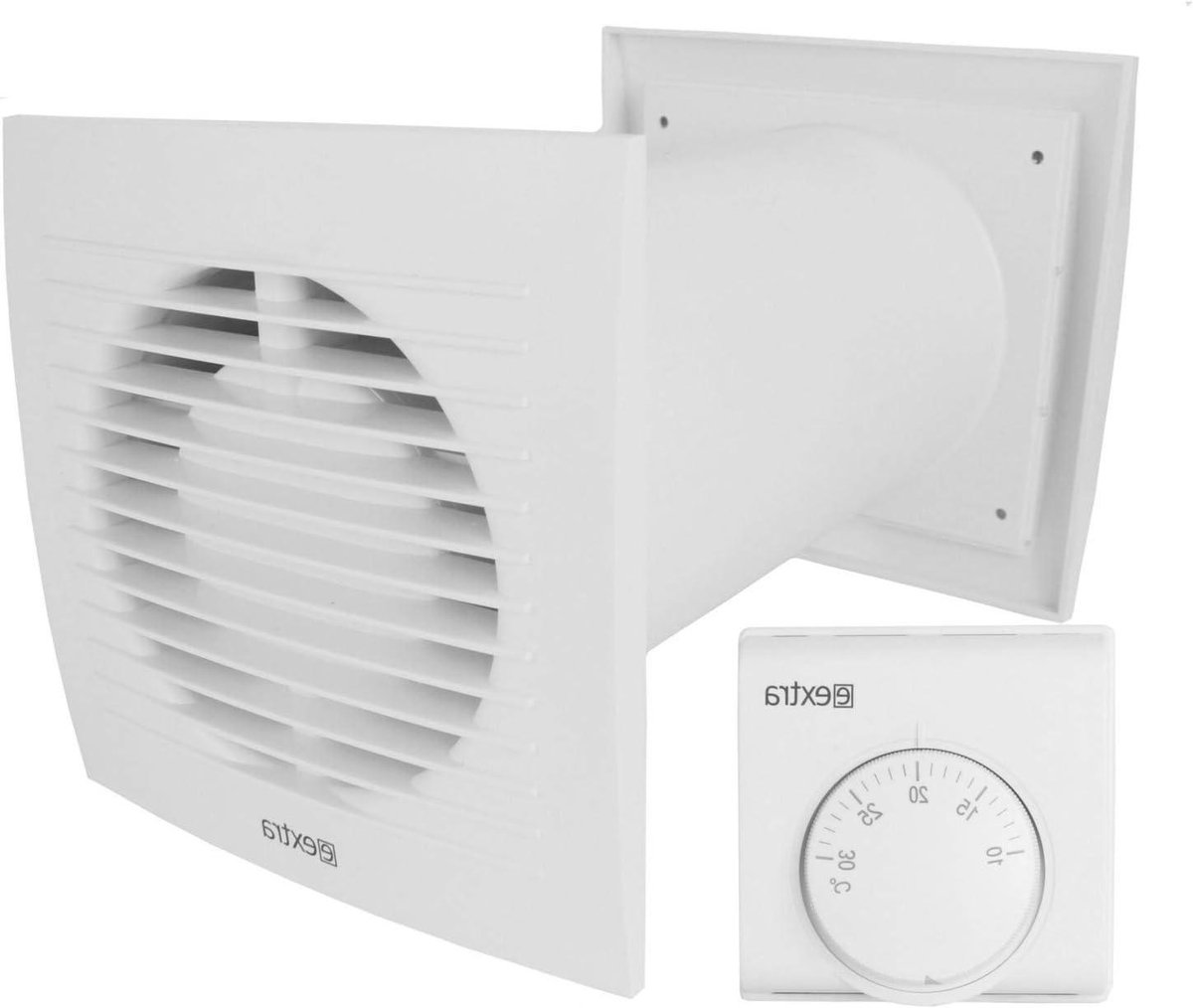 Warmteverdeler Ventilator - Warmteafvoer Ventilator - Overtollige Warmte Verplaatsen - Met Thermostaat - 100 mm Diameter - Wit