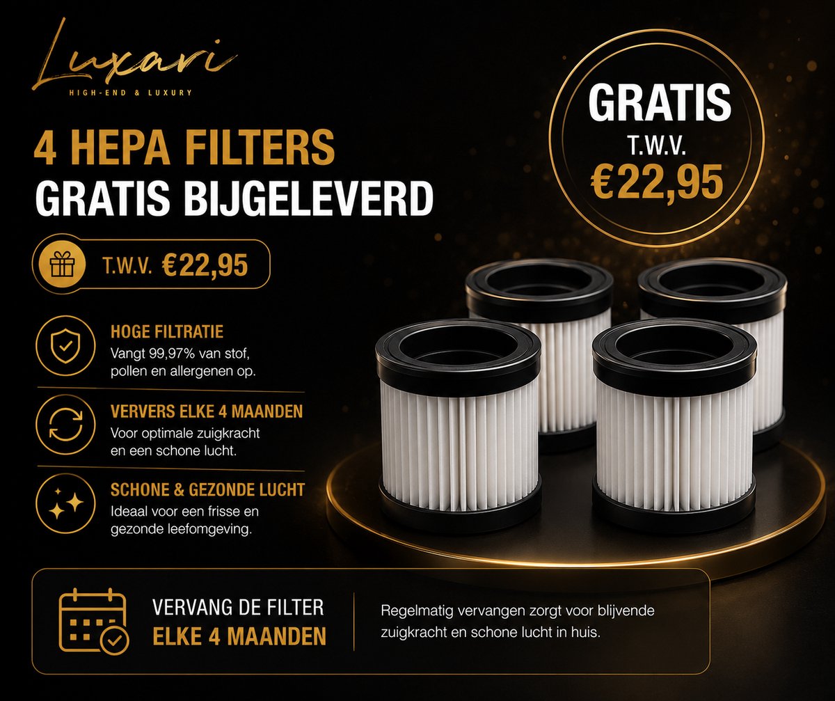 Luxari S1000 PRO Draadloze Steelstofzuiger met Afneembare Accu - afbeelding 3