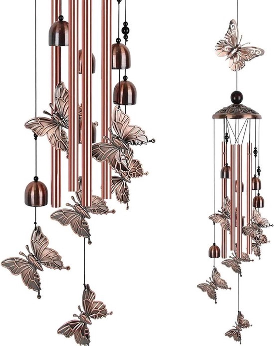 - Vlinder windgong - Retor - Metaal - Romantisch - Huwelijkscadeau - Housewarming - Geschikt voor buiten - Tuindecoratie - Roestvrij staal - Voor in de tuin - Decoratief - Sfeervol - Gift voor tuinliefhebbers - Tuinaccessoire