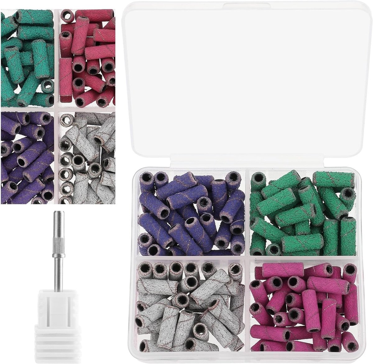 120 Stuks Kleine Schuurbandjes voor Nagelboor - Mini Schuurbandjes met 3.1mm Dorne, 80/120/180/240 Korrel voor Nagelvijl, Manicure en Pedicure Accessoires