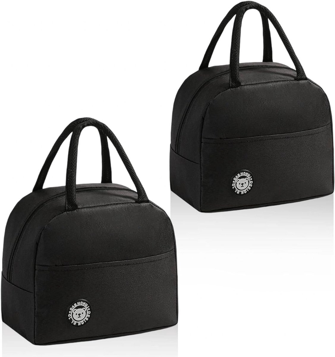 Set van 2 Lunchtassen, Zwarte Koeltas met Zijvakjes, Ideaal voor Werk, School en Thuisgebruik