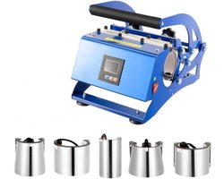 Warmtepers Machine - Mokken Pers - Bekers Bedrukken - 6-in-1 Systeem - 500W 0-200C - Blauw Zwart