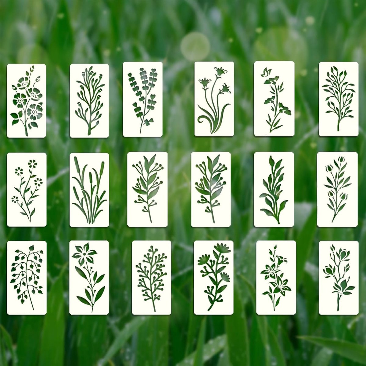 18-delige Herbruikbare Bloem Sjablonen voor Schilderen en Houtbewerking - Ideaal voor Muurdecoratie en Lente Versiering