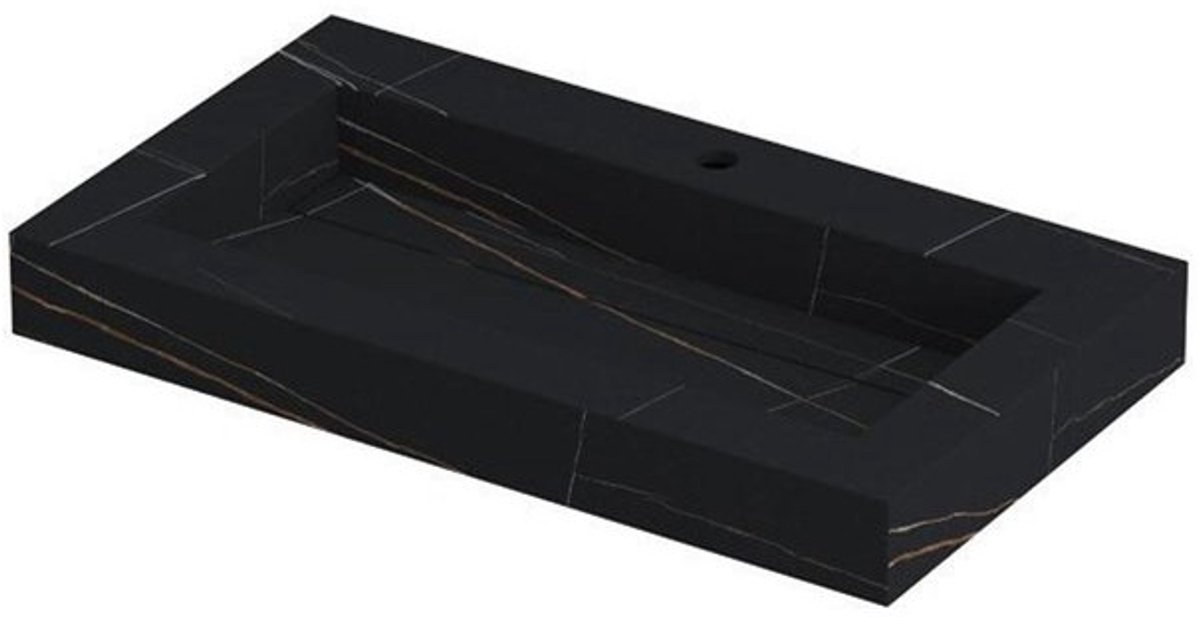 Ink Pitch meubelwastafel 80x45cm keramische slab - 1 kraangat - Lauren black