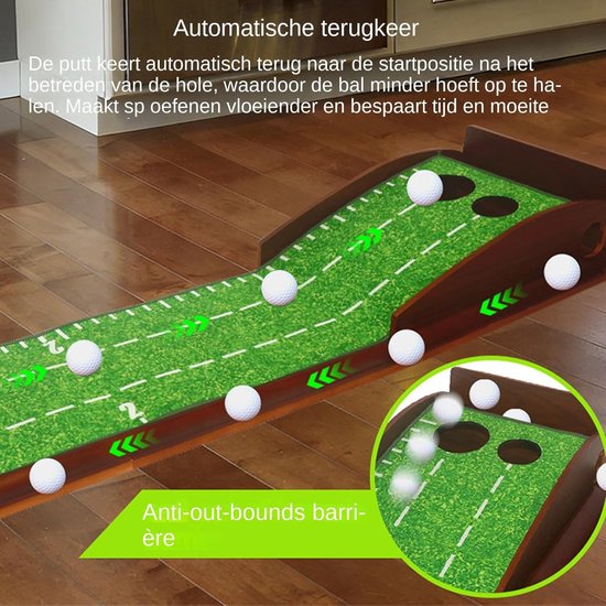 Puttinggreen - Golf Trainingshulp - Golf Vaardigheden Verbeteren - Dubbele Gaten - 300x26.5 cm - Groen — afbeelding 2