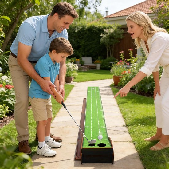 Puttinggreen - Golf Trainingshulp - Golf Vaardigheden Verbeteren - Dubbele Gaten - 300x26.5 cm - Groen — afbeelding 3