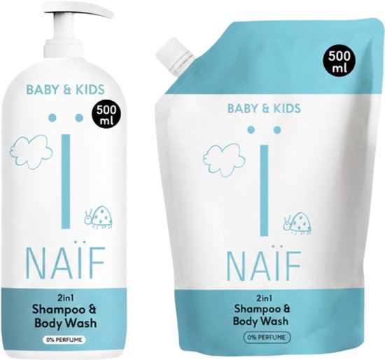 Value Set 2-in-1 Shampoo & body wash 0% Perfume Bottle + Refill 500ml
