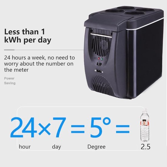 Kleine autokoelkast - Draagbare vriezer - Reizen en kamperen - Energiebesparend ontwerp - 6 liter capaciteit - Zwart — afbeelding 5