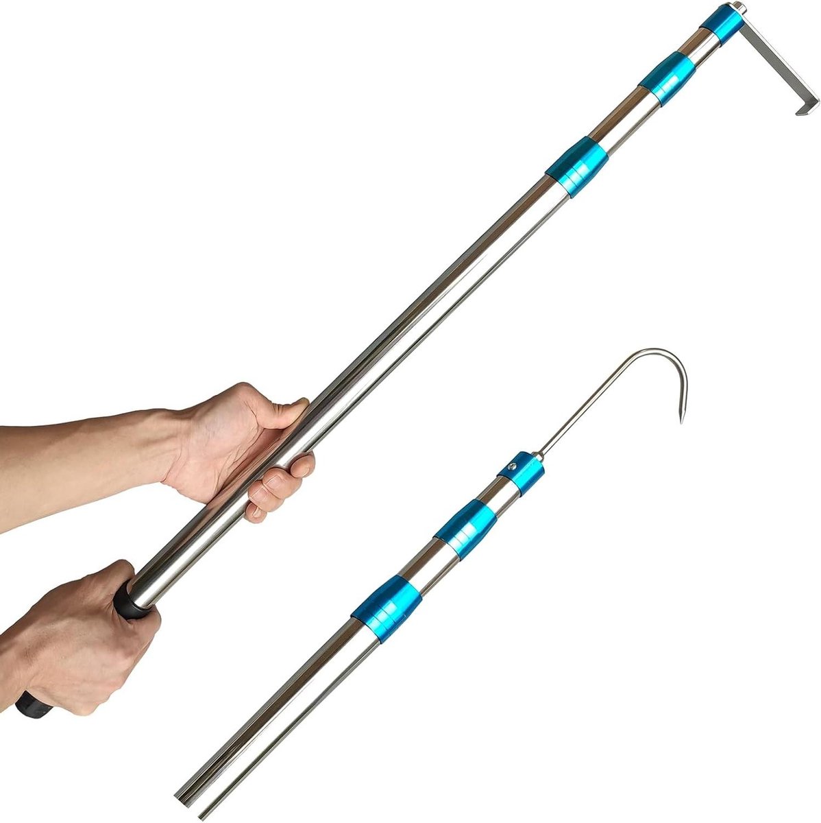 Grijper Tool - Hulpstok - Laden Verplaatsen - Twee Haken - Tot 1.8 Meter - Blauw Metallic
