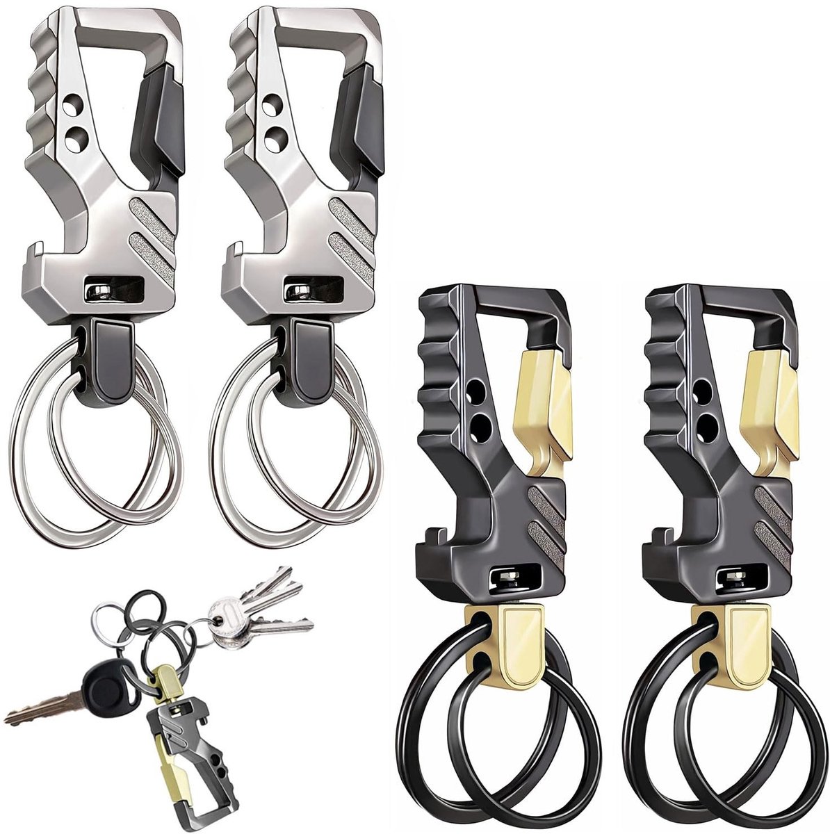 Dailygoods- Sleutelhanger Heavy Duty - Zinklegering - Flesopener - 4 Stuks - Roestvrij - Elegant Ontwerp - Hoogwaardige Kwaliteit - Sleutels