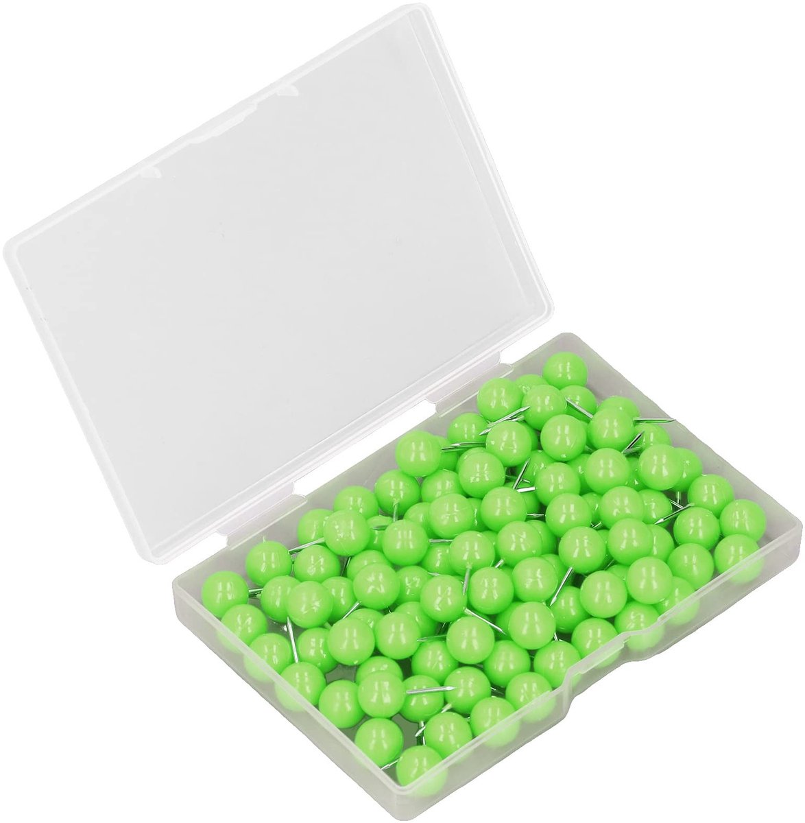 Dailygoods- Push Pins 100 Stuks - Decoratieve Spijkers - Staal/Plastic - Voor Prikborden - Markeren van Locaties - Transparante Behuizing - Prikpinnen