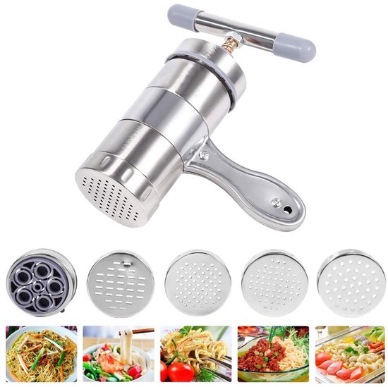 OmGoods - Dailygoody - Pastamachine - Handmatige Pastamaker - Eenvoudig in gebruik - Zilver - Vaatwasserbestendig - Ideaal voor thuis - 5 Bladen van Omgoods — afbeelding 2