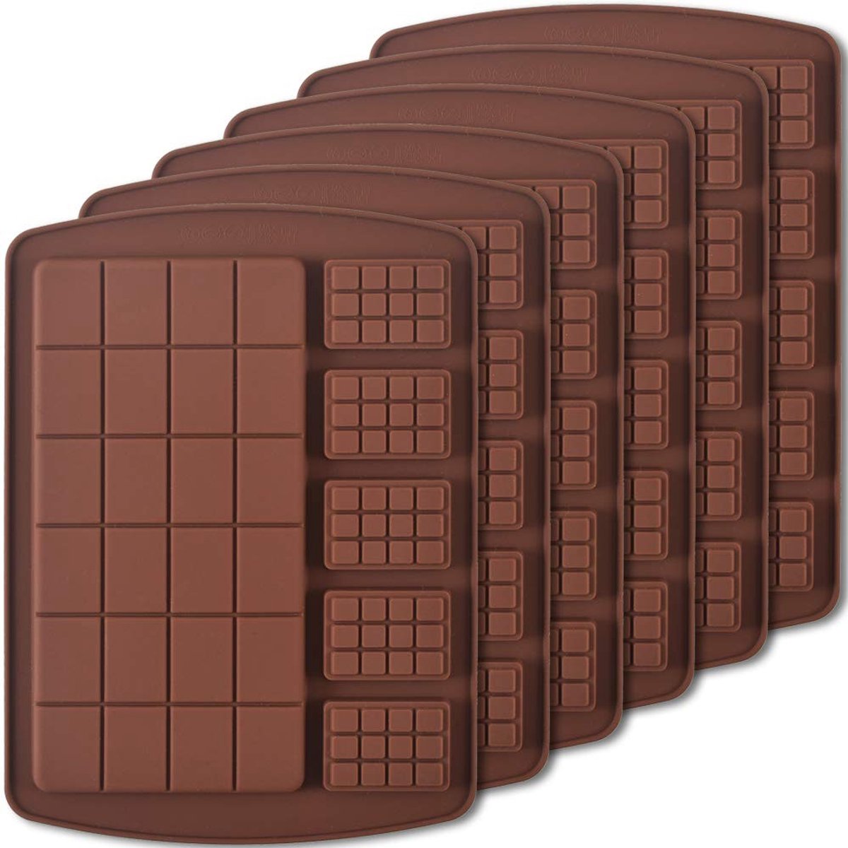Dailygoods- Siliconen Mallen - Chocolade/Snoep/Energierreep - Set van 6 - Voedingskwaliteit - Vaatwasser/Vriesbestendig - Flexibel en Duurzaam - Snoepvormpjes
