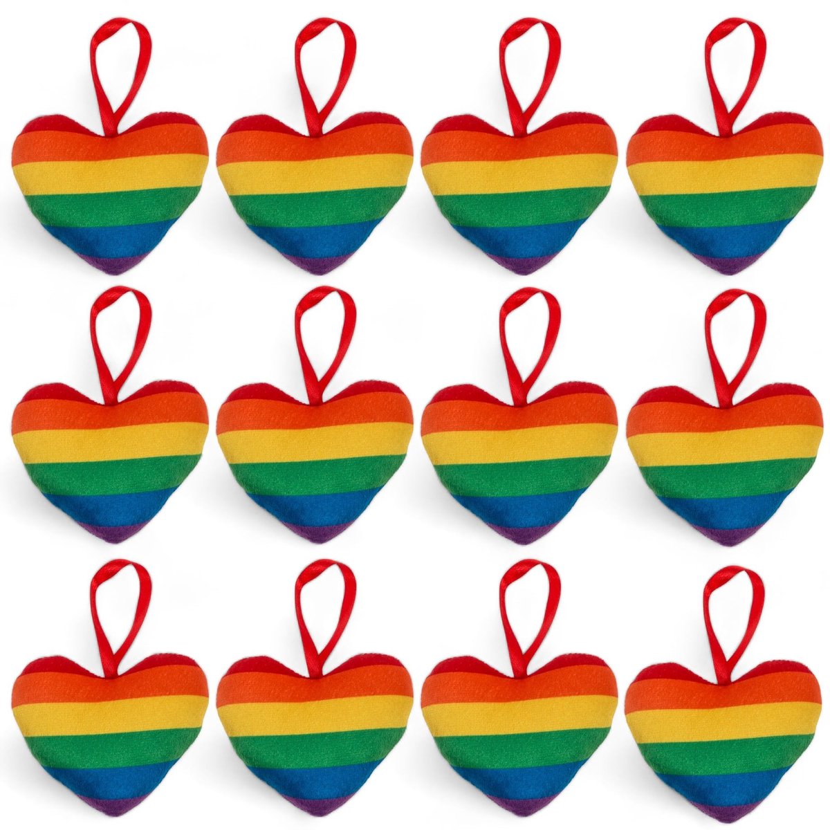 Dailygoods- Hanger Mini Pluimveehart - Regenboogkleurig - 10 cm - 100% polyester - Tas/Rugzak Accessoire - Decoratie voor Auto - Sleutelhanger