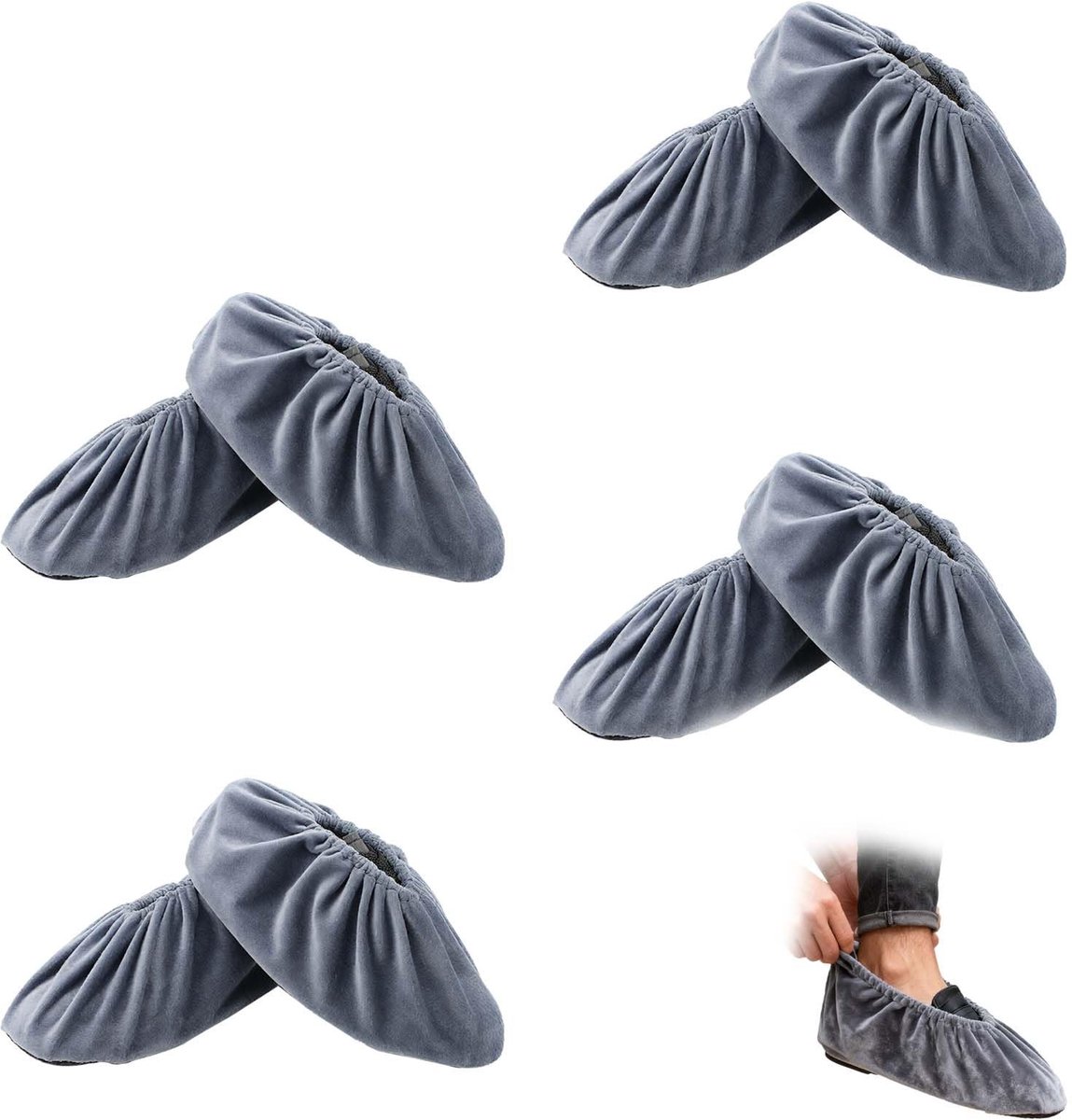 Dailygoods- Overschoenen Herbruikbaar - 4 Paar - Antislip Zool - Geschikt voor Maat 36-43 - Wasbaar en Duurzaam - Bescherming Tegen Vuil en Stof - Schoenhoezen