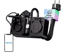 Merossi Wifi-Stekkerdoos Met 2 Stopcontacten En Ip44-Bescherming Voor Tuinstroomvoorziening
