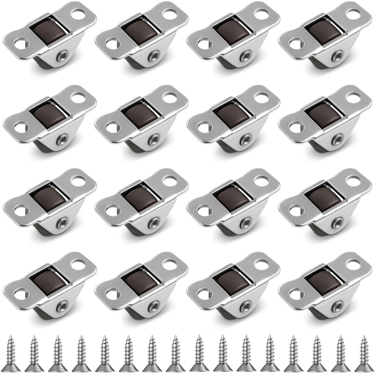 Dailygoods- Meubelwielen 16 Stuks - Rubber Wieltjes - Stalen Bovenplaat - Mini-Zwenkwielen - Stil - Voor Kasten/Gereedschapskisten