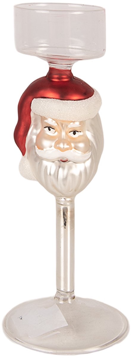 Clayre & Eef Waxinelichthouder Ø 7x20 cm Transparant Glas Kerstman
