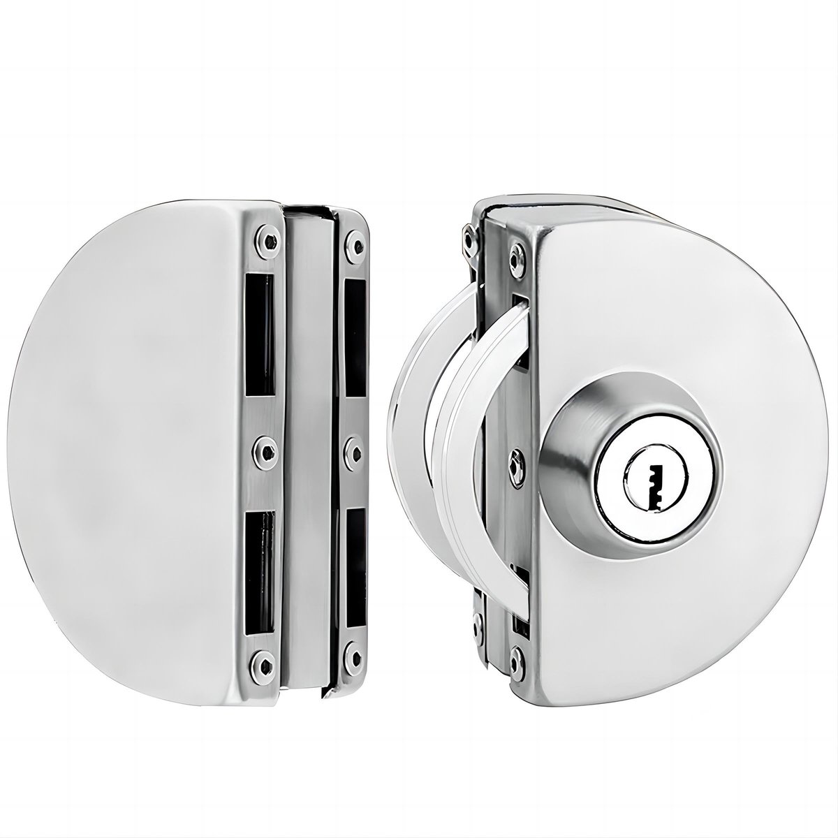 Dailygoods- Glazen Deurslot - Roestvrij Stalen Behuizing - Geschikt voor 10~12mm Glas - Met 3 Koperen Sleutels - Antivergrendeling - Vierlaagse Stalen Plaat