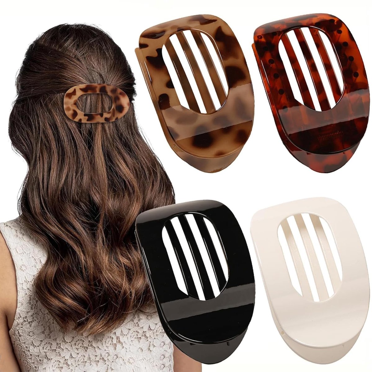 Dailygoods- Haarspelden 4 Stuks - Platte Haarspelden - Franse Haarspelden - Klemmen voor Dik/Dun Haar - Duurzaam Kunststof - Ergonomisch Ontwerp - Haarklem