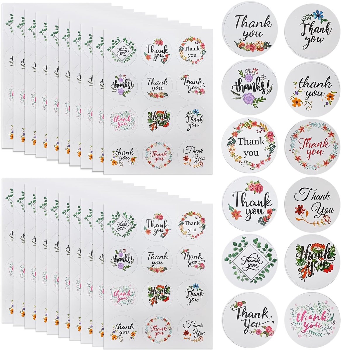 Dailygoods- Bedankstickers 240 Stuks - Zelfklevende Zegelstickers - Decoratieve Stickers - Geschikt voor Enveloppen/Zakjes - Gecoat Papier - 7,1 x 9,4 cm