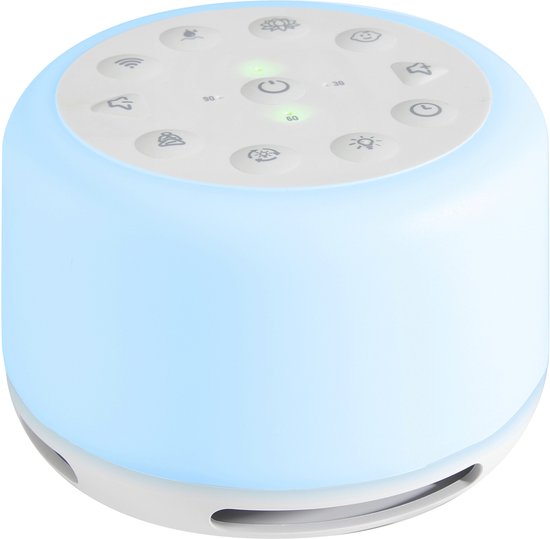 HoMedics Soundspa Aura Bluetooth Speaker Slaaphulp Met Verlichting - 68 uur Batterijduur - Meditatie Slaaptrainer met 14 Natuurlijke Geluiden - Nachtlampje met 7 kleuren en 5 Helderheidsniveaus - White Noise Rustgevende Babygeluiden - Wit