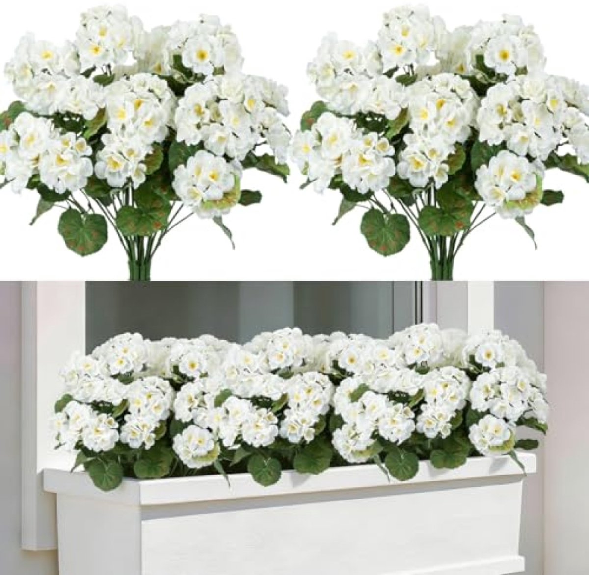PromoHome 4 Stuks Kunstmatige Geraniums voor Buiten - UV-bestendige Nep Geraniums Bloemen - Zijden Faux Geraniums voor Buiten, Binnen, Huis, Balkon Decoratie