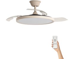 Fantiluxe - Varnvik - Plafondventilator met verlichting - Beige Transparant - Ø106cm - Afstandsbediening - Met lamp - Plafond ventilator - Slaapkamer