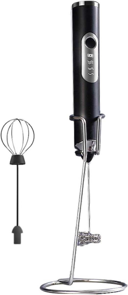 Melkopschuimer Handmixer Keuken Koffie Maken 3 Snelheden Instelbaar 22 cm Zwart