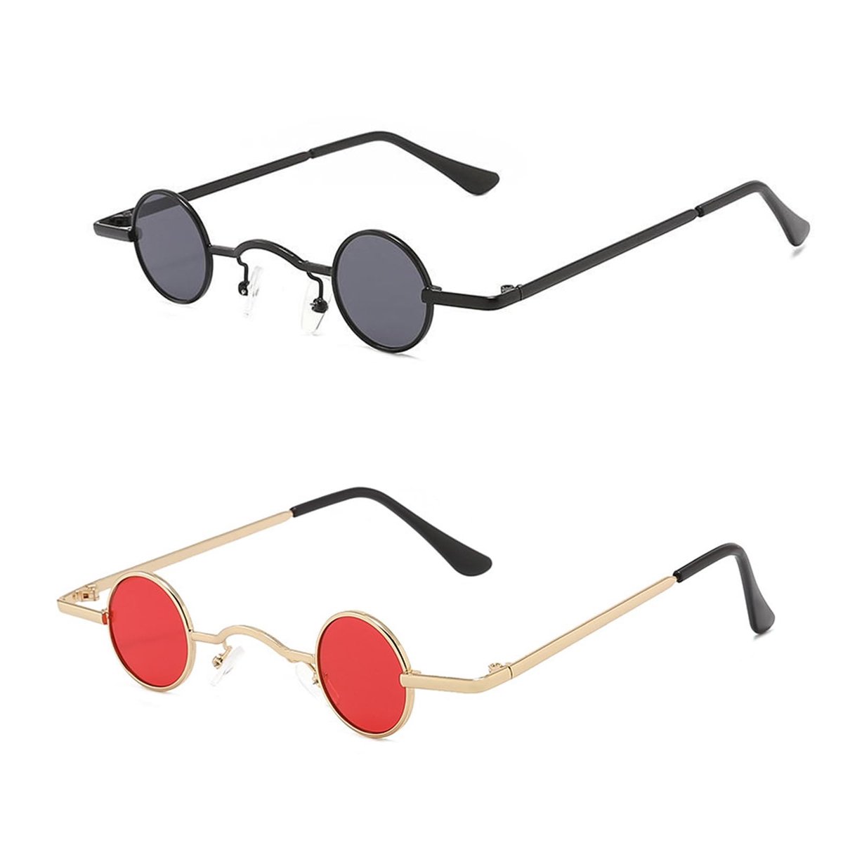 Dailygoods- Zonnebril 2 Stuks - Vintage/Ronde - Gepolariseerd - Unisex/Hippie - Steampunk - Duurzaam Materiaal - Feestbril
