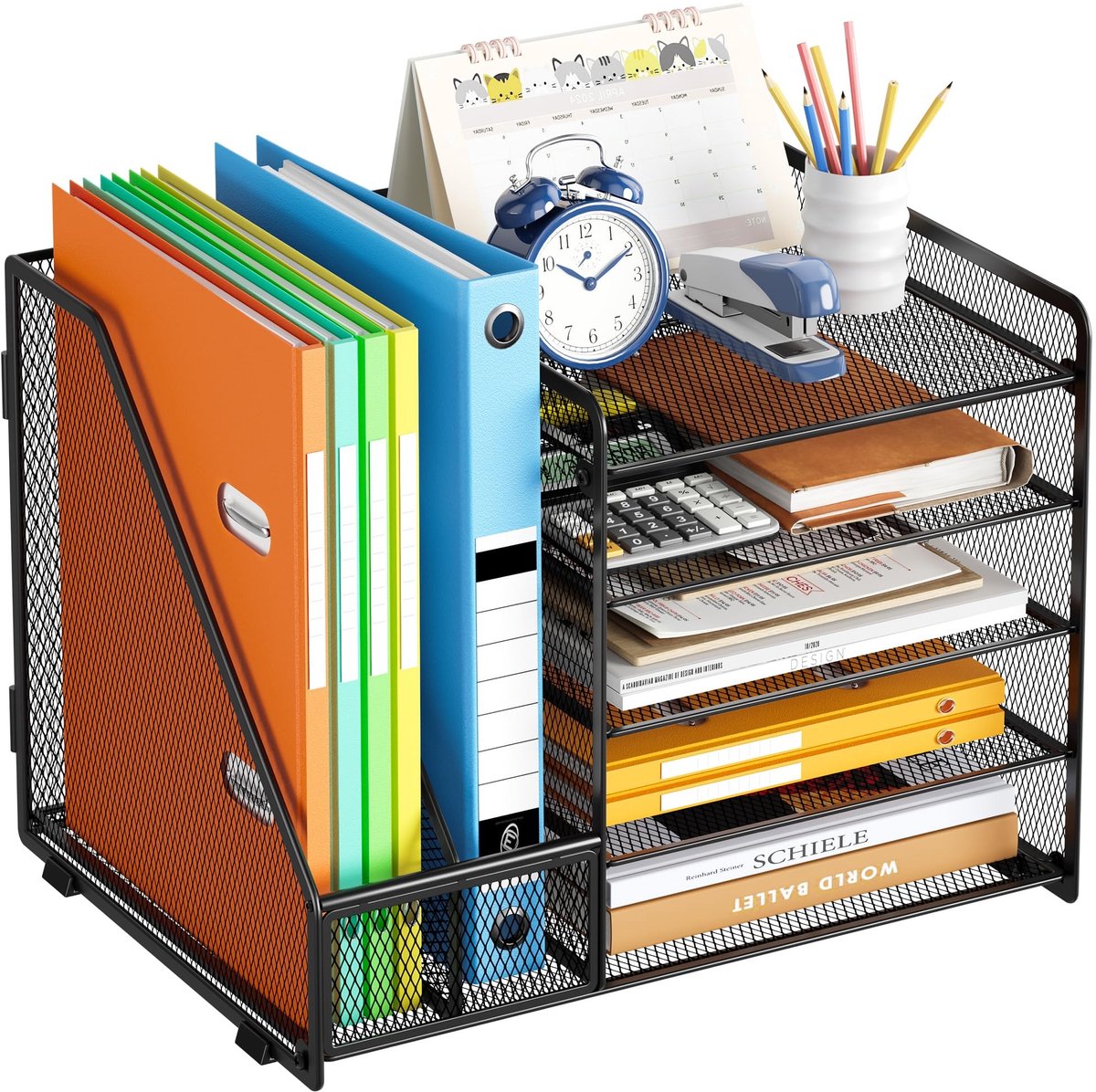 Dailygoods- Bureau Organizer 5 Niveaus - Brievenbak - Kantoor Organizer - Bureau Organizer met Lades - Zwart - Voor A4-documenten - Kantoororganizer