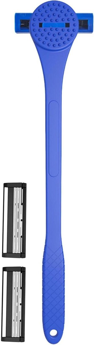 Rugscheerapparaat Heren - Lichaamsgroomer Trimmer - Gladde Huid - 2-in-1 Scheer & Massage - 46 cm Lengte - Zwart Blauw