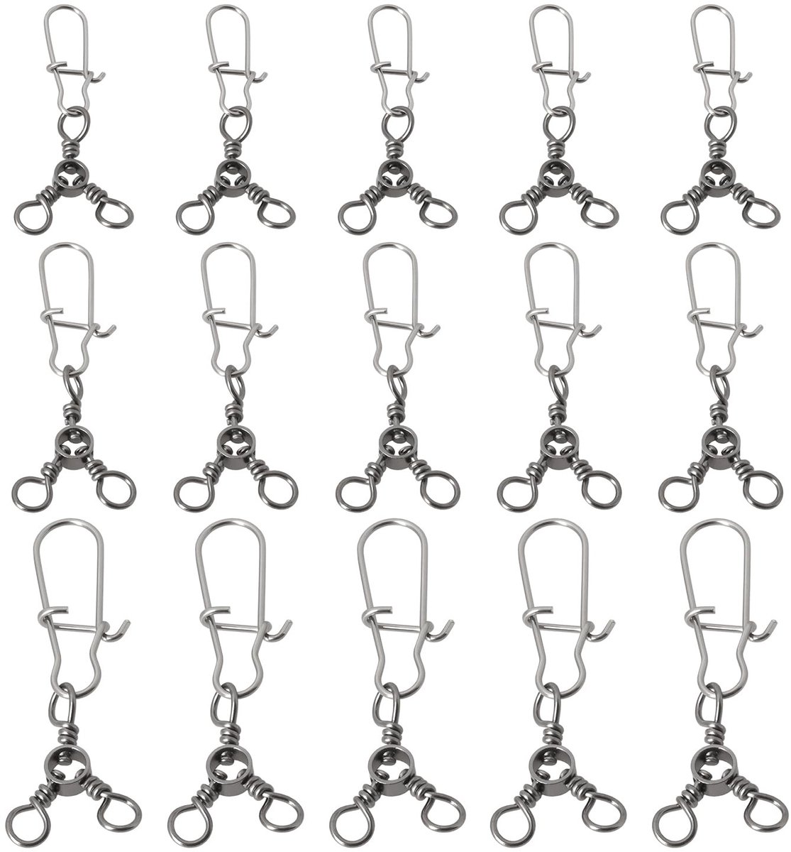 Dailygoods- Driehoek Swivel 30 Stuks - Roestvrij Staal - 360° Rotatie - Geschikt voor Levend Aas/Lures - Diverse Maten - Schokbestendig - Visverbinder