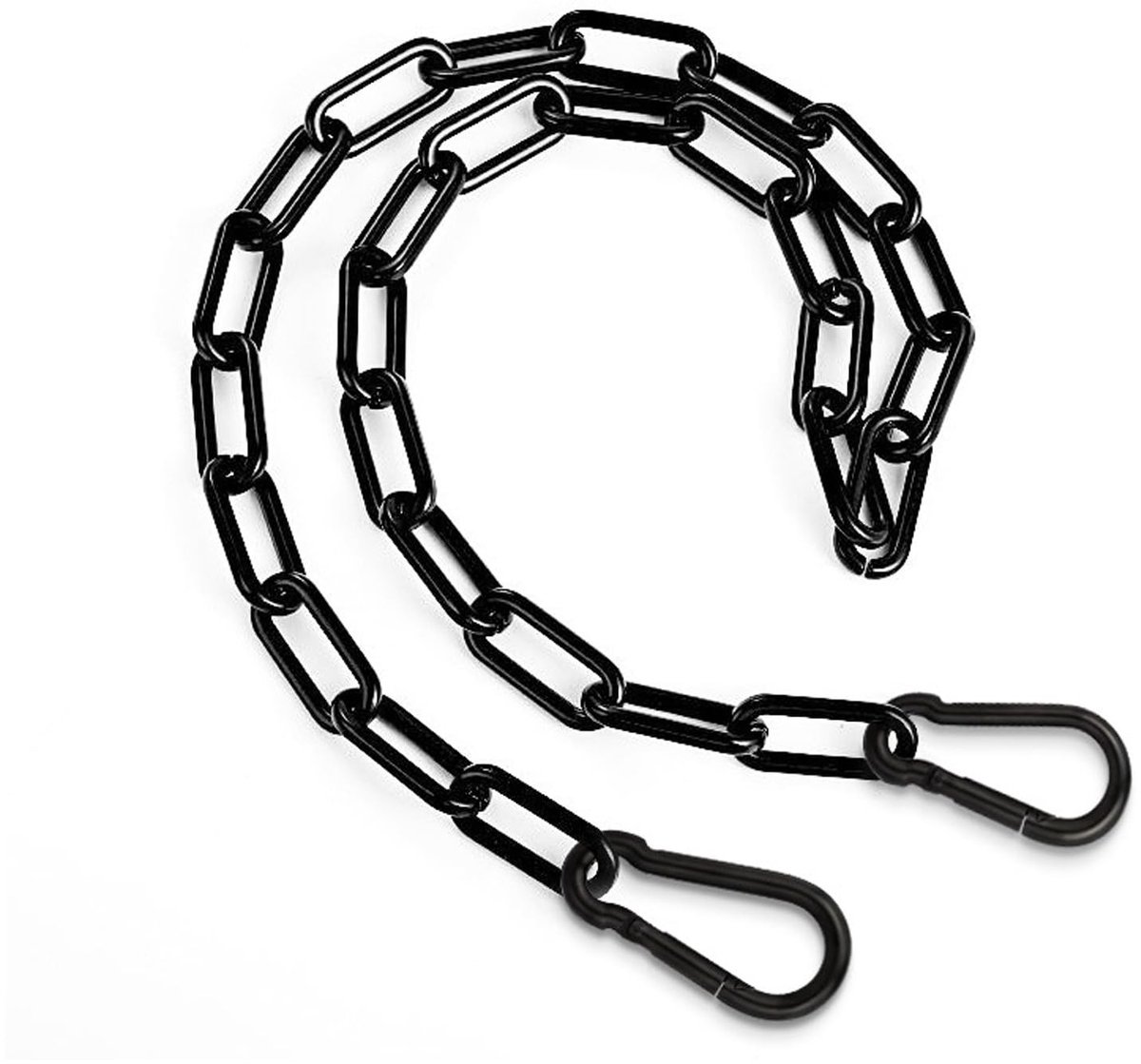 Dailygoods- Kettingslot 1 m - Zwart Metalen Ketting - 2 Afneembare Karabijnhaken - Duurzaam Weerbestendig - Roestvrij Stalen Ketting - Geschikt voor Poortbeveiliging - Beveiligingsketting